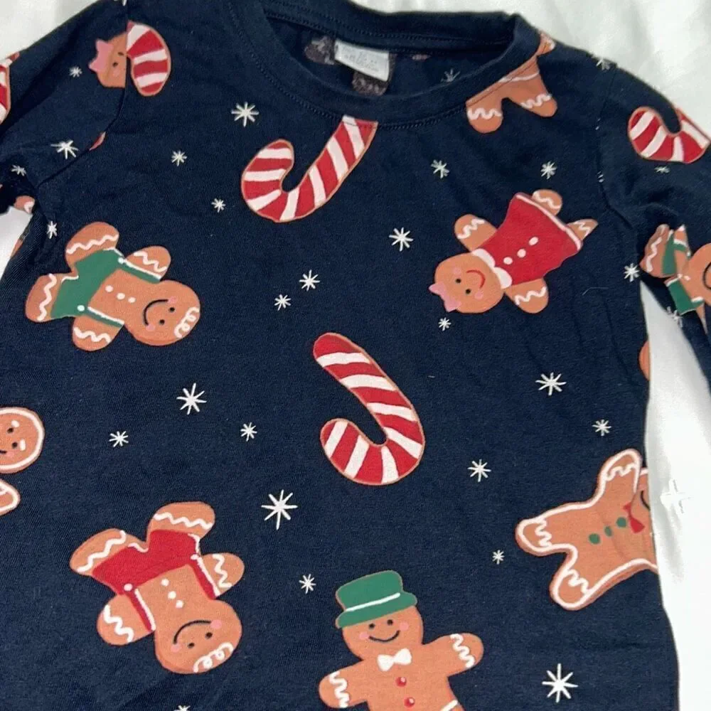Lindex kids gingerbread candy cane Christmas pajamas outfit sz 2t